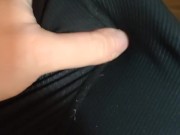 Cum pouring out through boxer briefs after edging