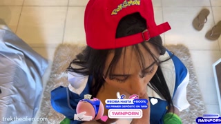 My hot and tattooed friend Geovanna Paes dressed up as a Pokemon trainer to activate my nerdy side