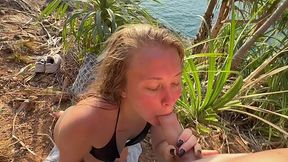 He went to the beach with blonde stepsister and fucked her there POV