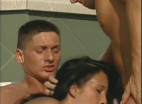 Bisexual threesome ass fucking big dick sucking threesome...cum in mouth