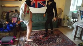 Femdom Ballbusting Pig in Heels Submission