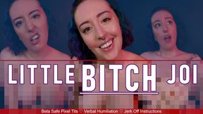 LITTLE BITCH JOI - Beta Safe Verbal Humiliation and Jerk Off Instructions by Miss Faith Rae with Pixel Censored Topless Tits and Laughing At You - 4k