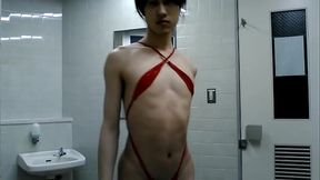 Fashion show in a college bathroom reserved just for me.