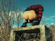 My cumshot is like rainfall when I have anal beads inside at public