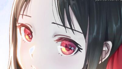 Kaguya invites you to join in on her wild ass pegging session with a hot twist