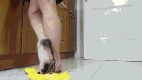 Dirty feet in yellow ballet flats AVI
