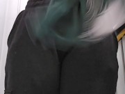 SQUINTING in an AIRPLANE Toilet - Mile High MASTURBATION