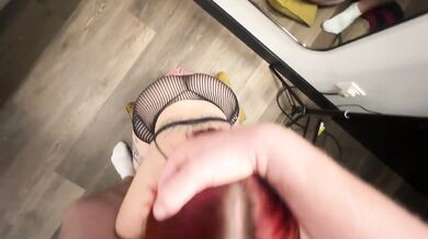 Her redhead throat couldnt stop slobbering on my cock
