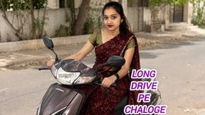 Desi Indian Girl Driving Scooty with Saree
