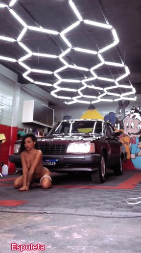 Making off of a Photo Shoot in a Mechanic Workshop