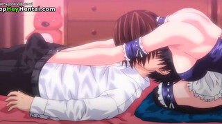 Hentai Busty Maid Satisfies Tiny Guy
