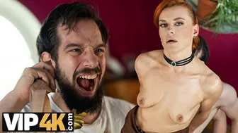 Lonely redhead widow seduces neighbor for hard sex