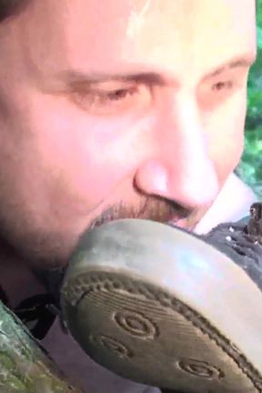 Slave licking dirty sandals