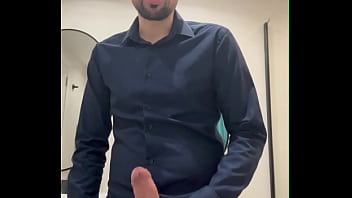 Hot daddy jerking off in front of the mirror