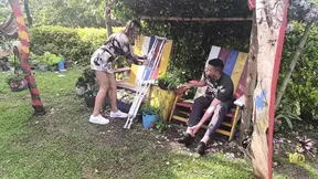 Latina MILF Mara fulfills her crutch fetish with a hot blowjob and doggystyle