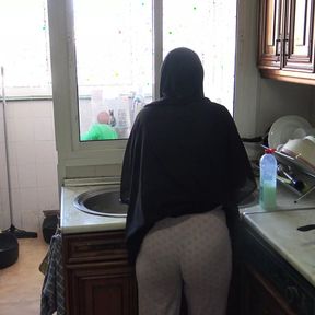 german grandpa fucks his submissive arab maid in the kitchen