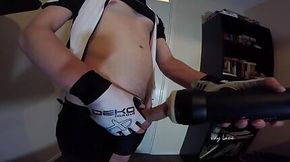 Hot guy in cycling gear fucks flesh light and cums