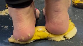 Part 4 - Crushing fruit - Barefoot Banana Crush – Messy, Juicy Foot Stomps