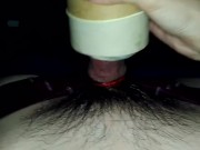 (Cumshot) Masturbation with Homemade Latex Glove and Sponges Fleshlight