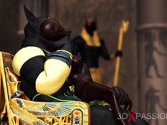 Anubis fucks a young egyptian slave in his temple