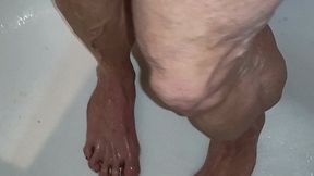 Steamy calves in the shower