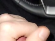 Huge cumshot in car