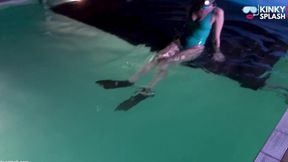 Night Swim in Latex Swimsuit & Full Face Mask