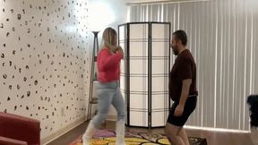 Ending His Nuts with Her Cowgirl Boots