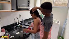 Enjoying my wife in the kitchen