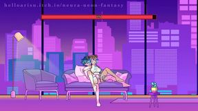 Cute Anime Babe Seduces in Erotic Neon Fantasy for Hot Hentai Action