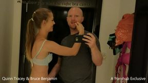 He buys her lingerie, She blows him (Cumshot)--QuinnTracey