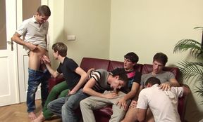 Hot guys with crazy appealing bodies in a gay orgy