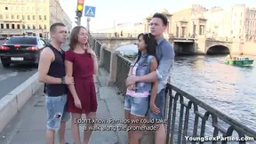 Double Date Turns into Double Fucking at the Party