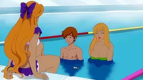 Milftoon Drama - Cartoon babes fuck in the public swimming pool - game walkthrough
