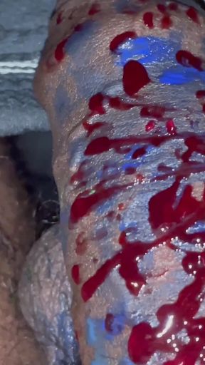 My Hard black cock with red colour cone   Clip 2