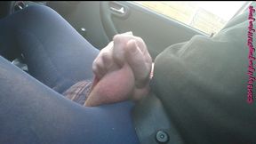 nylonjunge in blauer feinstrumpfhose im auto 2 ** fan video 12 **