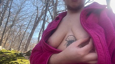 Public Outdoors Boob Play