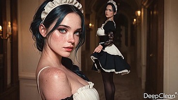 The horny maid secretly crawled under my step dad's blanket, but I was there instead and fucked her hard until she screamed [AI]