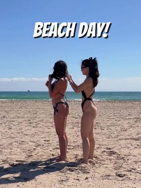 Hot babe enjoys a sexy beach day