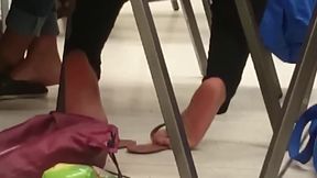 Candid Ebony Feet in College Class