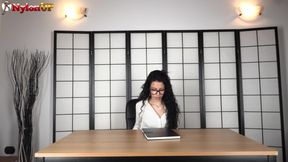 Curly-haired Lady Boss Punishes Her Horny Secretary with a Sensual Foot Worship