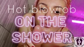Deepthroat on the shower POV