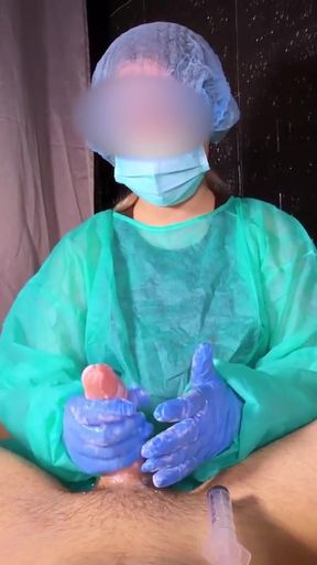 NURSE Decided to Try out my DICK in Practice. Fast Jerking Off   Clip 1