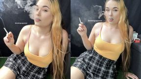 Sexy smoking in a tight top and a miniskirt - Smoking fetish - smokingrapunzel