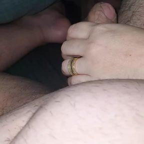 Step mom under blanket touching step son dick and handjob his cock