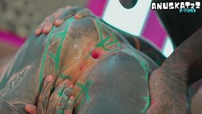 hard anal fuck for tattooed girl - balls deep assfuck for goth slut - atm, facial