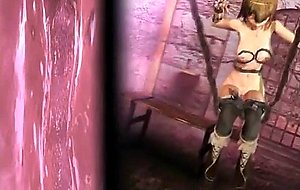 D girl wrecked by aggressive tentacles!