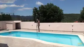 Spanish couple have sex in their pool.