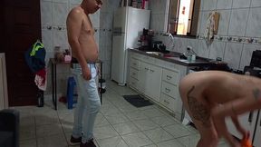 Naked maid serves master for extra cash