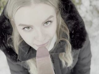 eighteen year old teen is screwed in the forest in the snow